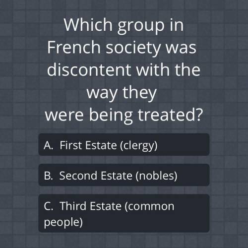 Which group in French society was discontent with the way they were being treated?

A. First Estat