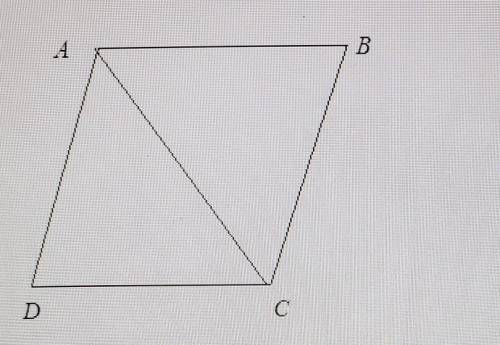 ABCD is a rhombus. Explain why triangle ABC is approximately equal to triangle CDA.