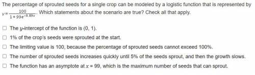 The percentage of sprouted seeds for a single crop can be modeled by a logistic function that is re