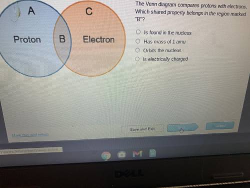 The Venmo diagram compares protons with electrons. Which shared property belongs in the region mark