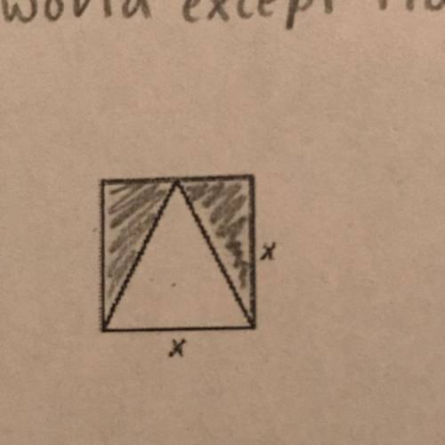 A triangle is inscribed in a square, as shown. Write and simplify a function r in terms

of x that