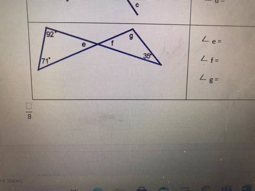 What are the angles of E, F, G?