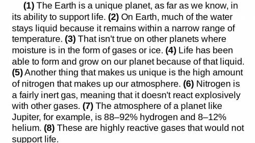 What does the author use to support the idea that Earth is the only planet that is habitable?

a.