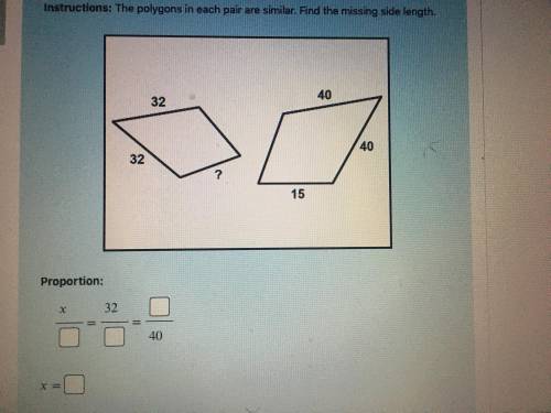 The polygons in each pair are similiar. help find the missing side length???
