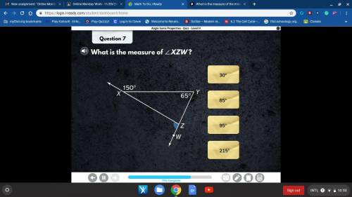 What is the measure of angle XZW?