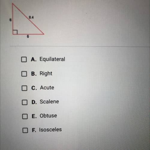 PLEASE HELP ME ASAP?!?Classify the following triangle. Check all that apply.