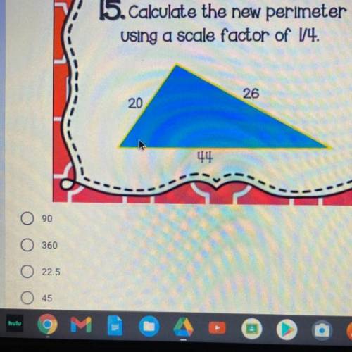 Calculate the new perimeter using a scale factor of 1/4