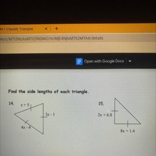 Find the side lengths of each triangle.