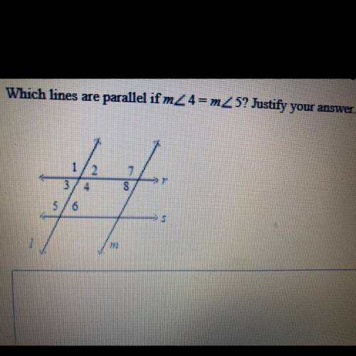 Which Lines Are Parallel if M<4 = m<5? Justify Your Answer.