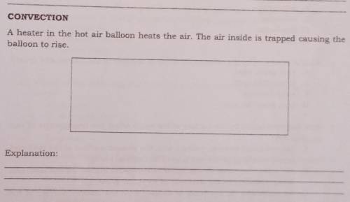 CONVECTION- Heater in the hot air ballon heats the air.The air insite is trapped causing the ballon