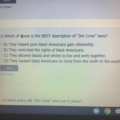 Which of these is the BEST description of “Jim Crow” laws?