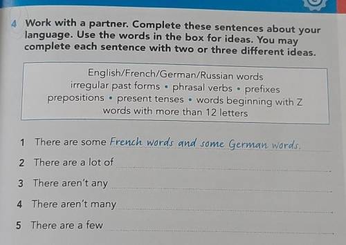 HELP ASAP.

Complete these sentences about your language. Use the words in the box for ideas. You