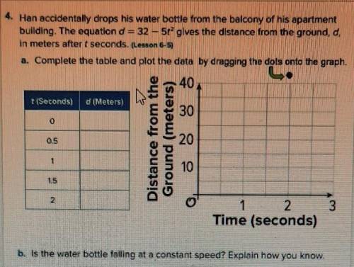 Han accidentally drops his water bottle from the balcony of his apartment building. The equation, d