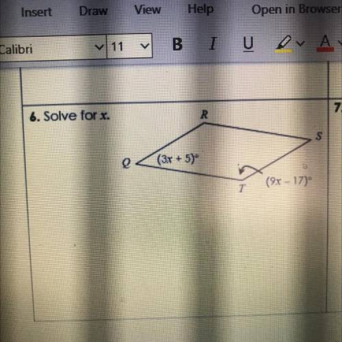 PLEASE ANSWER
6. Solve for x.
R
(3x + 5)
(9x - 17)