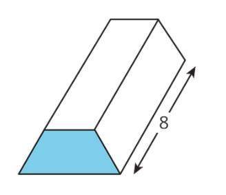 Help please

The volume of the prism below is 80 cubic units. What is the area of the blue trapezo
