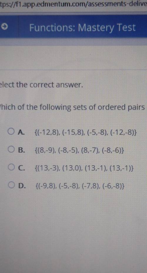 Which of the following sets of orders pairs represents a function?????