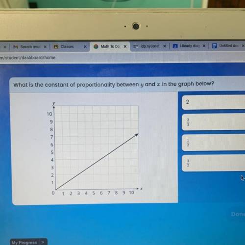 Please help me what is the constant of proportionality between y an x in the graph below
