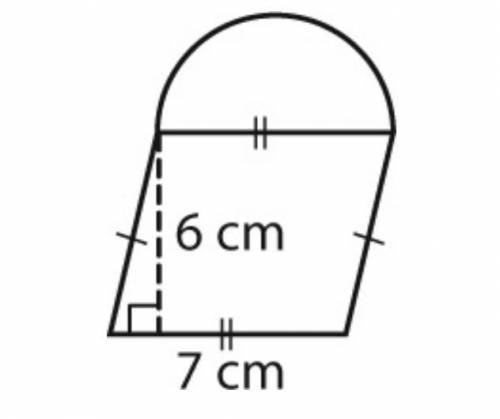 What is the area of the figure below?
A 42 cm2 C 80.5 cm2
B 61.2 cm2 D 118.9 cm2