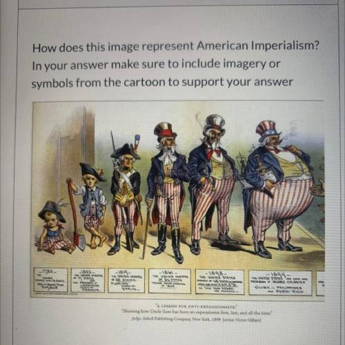 How does this image represent American Imperialism?

In your answer make sure to include imagery o