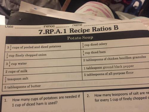 How many cups of potatoes are needed if 1 cup of diced ham is used??