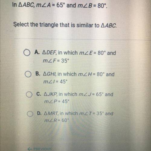 ?????????select the triangle similar to ABC