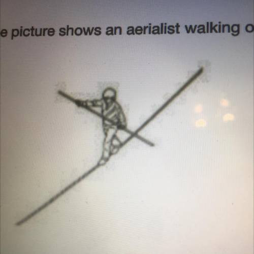 The picture shows an aerialist walking on a tightrope and holding a balancing bar.

An action-reac