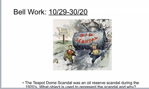 The Teapot Dome Scandal was an oil reserve scandal during the 1920’s. What object is used to repres