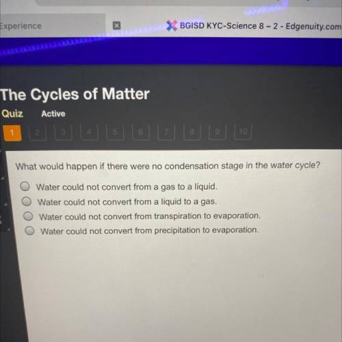 What would happen if there were no condensation stage in the water cycle?
Pls help