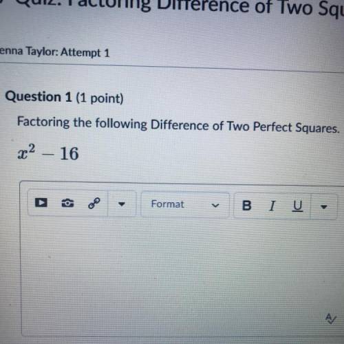 Factoring the following Difference of Two Perfect Squares.
X^2– 16