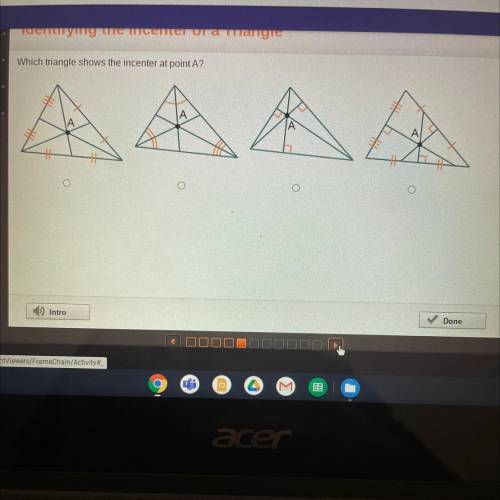 Which triangle shows the incenter at point A?