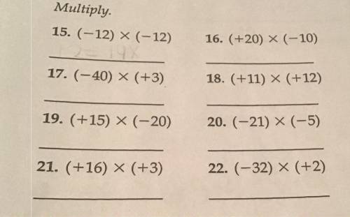 (GRADE7MATH) multiplying Integars!

Can somebody plz answer all of them correctly and show ur step
