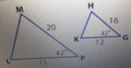 What similarity property, if any, can be used to show that the following two triangles are similar.