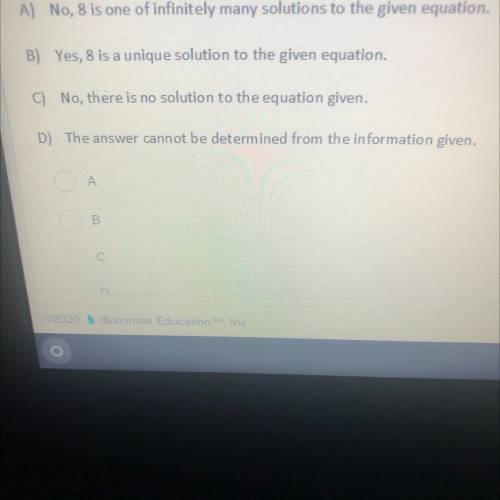 Is 8 a unique solution to the equation 3(x-6) =
3x/4