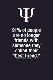 Phychological fact: 91% of people are no longer friends with their best friend