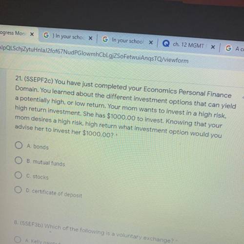 21. (SSEPF2c) You have just completed your Economics Personal Finance

Domain. You learned about t