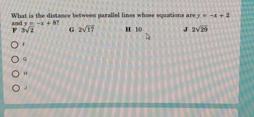What's the distance between parallel lines whose equations are y= -x+2 and y= -x+8