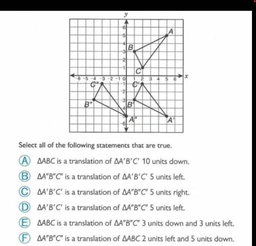 The graphs shows three trangles: ABC,A'B'C and A''B''C''. Help please
