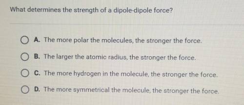 What determines the strength of a dipole-dipole force?