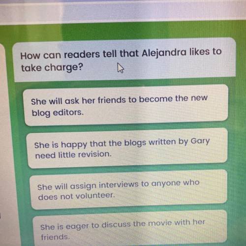 How can readers tell that Alejandra likes to
take charge?