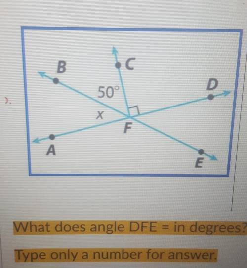 What does angle DFE= in degrees?Type only number for answer