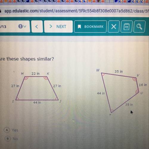 Are the shapes similar?
Yes
No
Attached photo above