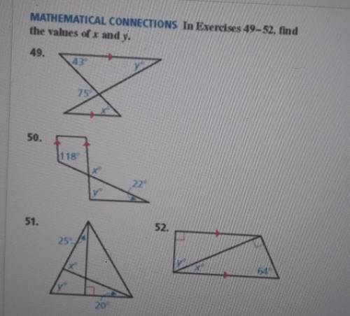 Solve the value of x and y in the triangle
