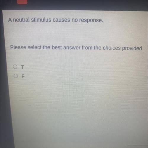 A neutral stimulus causes no response.

Please select the best answer from the choices provided
T