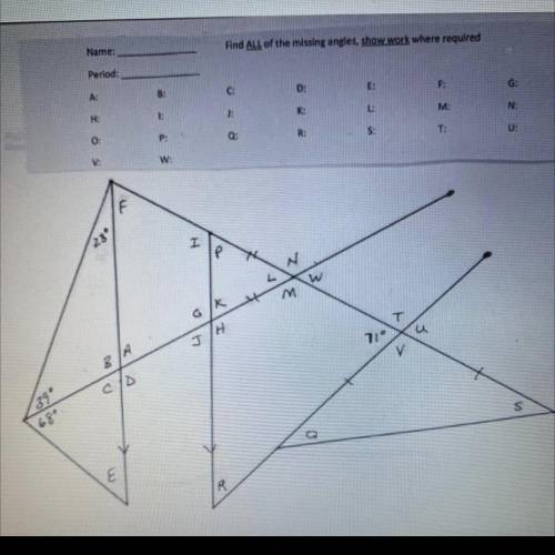 Please help! 
Find all the missing angles ??