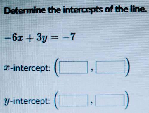 Determine the Intercepts of the line.
X-Intercept __________.
Y-Intercept __________.