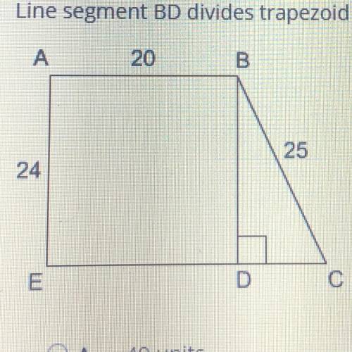 HURRY PLEASESelect the correct answers.

Line segment BD divides trapezoid ABCE into a