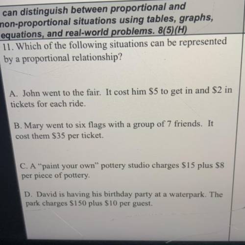 Which of the following situations can be represented by a proportional relationship?