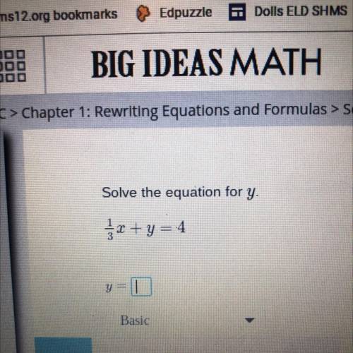 Solve the equation for y