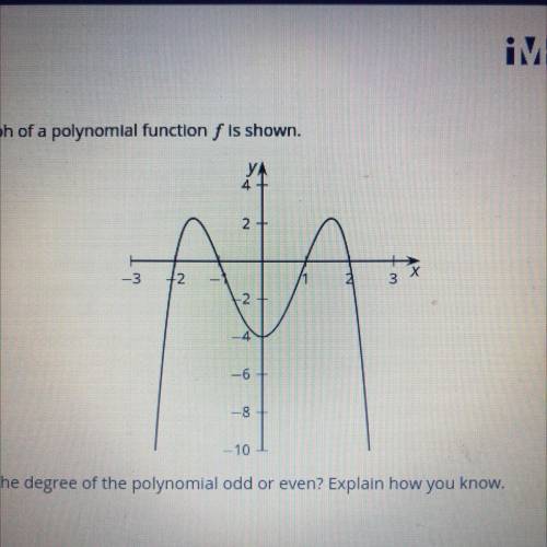 The graph of a polynomial function f is shown

a. Is the degree of the polynomial odd or even? Exp