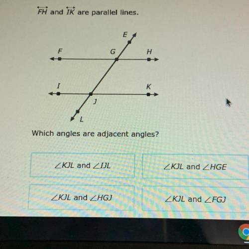Which angles are adjacent angels?